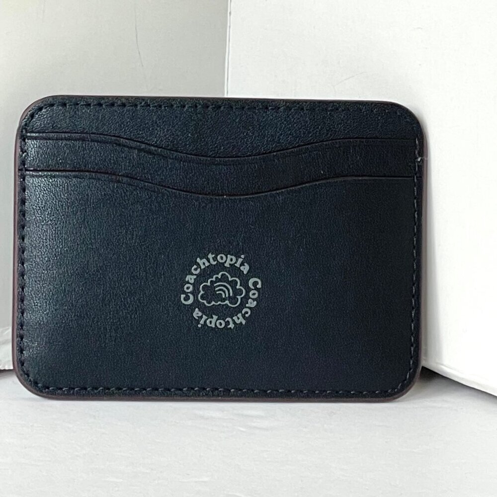 Coach Wavy Card Case CQ866 Caterpillar Coachtopia Black Leather Wallet - Picture 4 of 8